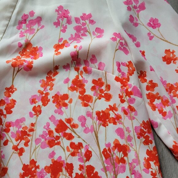 Talbots Shirt Womens M Pink Orange Floral Button Lightweight Tunic Blouse Top - Picture 5 of 5
